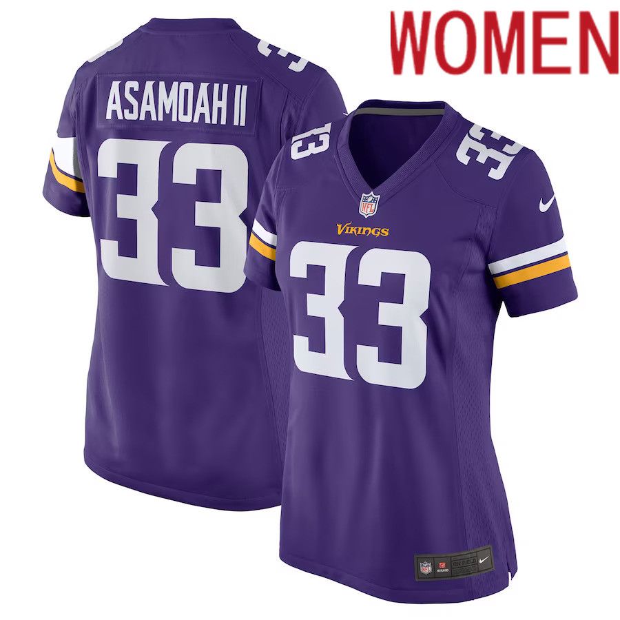 Women Minnesota Vikings #33 Brian Asamoah Nike Purple Player Game NFL Jersey->women nfl jersey->Women Jersey